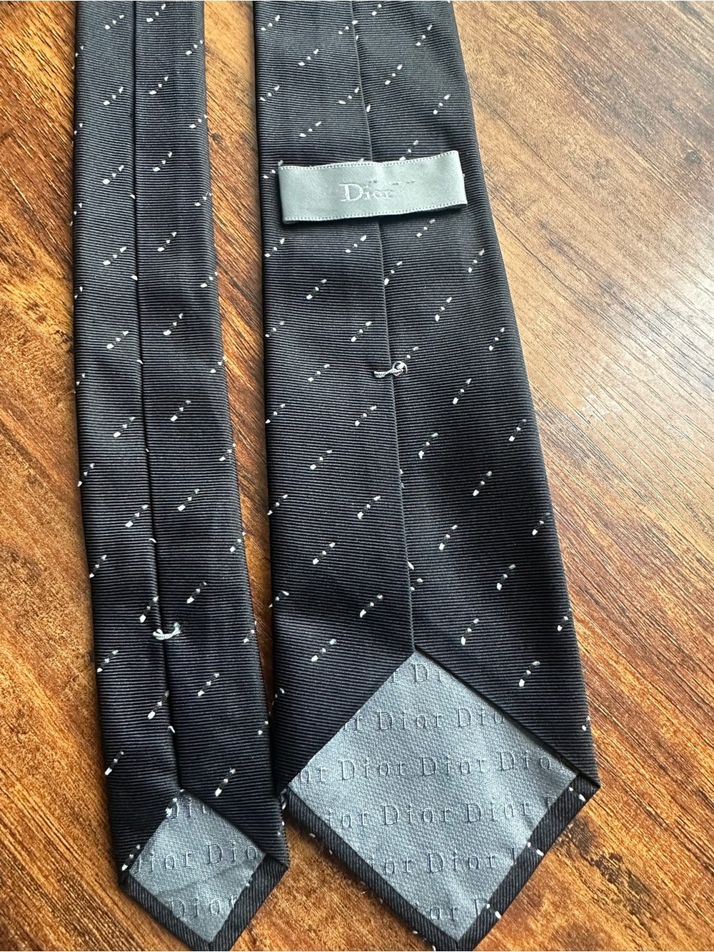Dior Men's Black & Silver Patterned Ties